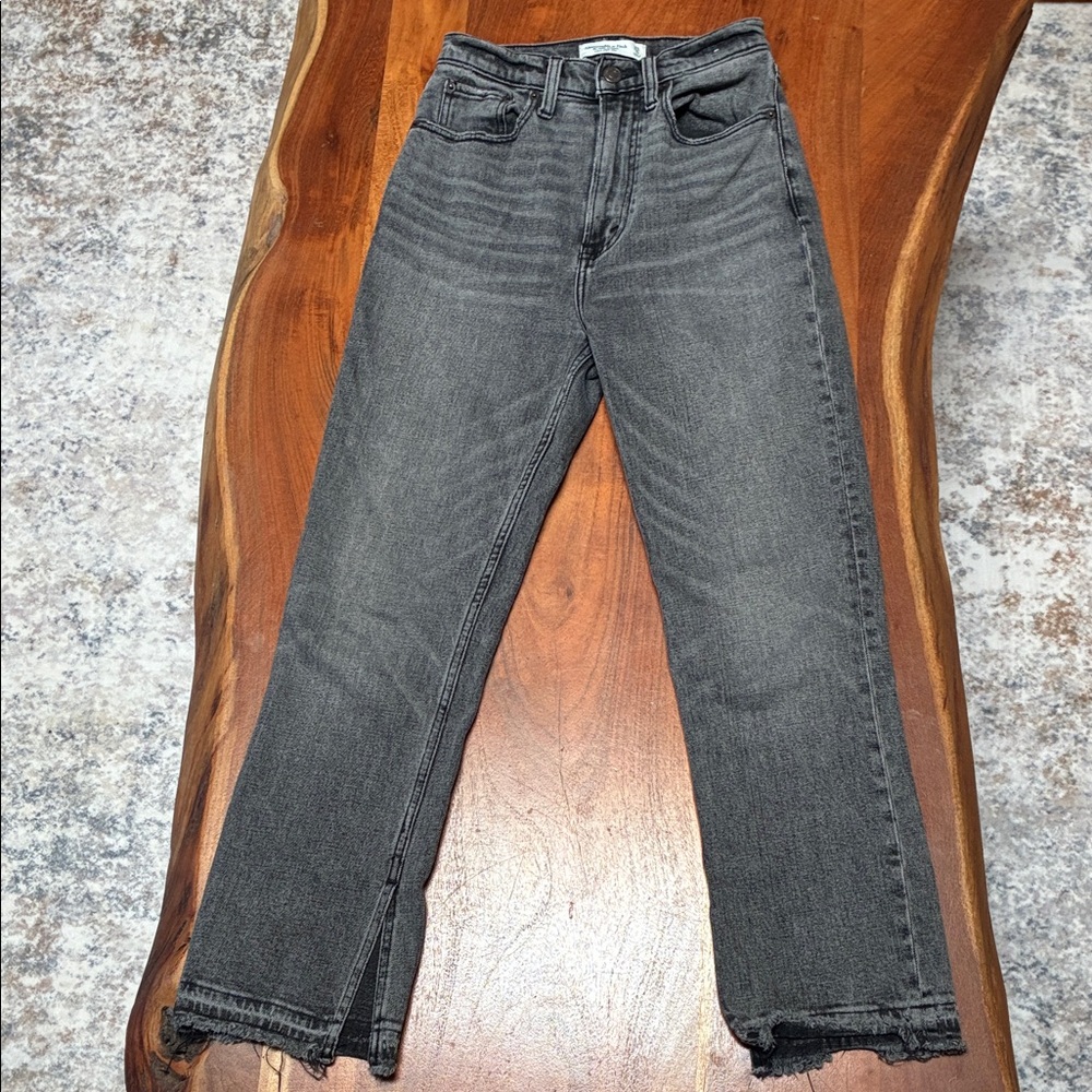 Abercrombie & Fitch Gray - The ankle Straight Leg Jeans -High Waist